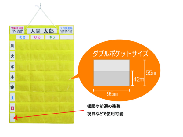人気特価 おくすりカレンダー ダブルポケット 76251-102 KWP2-32-LB